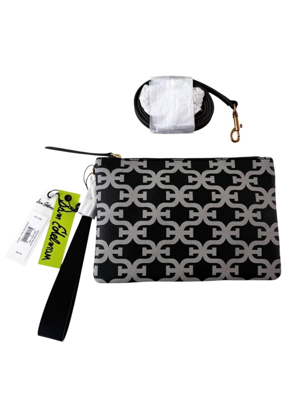 NWT Sam Edelman Heritage Signature Multi Crossbody Bag Black Logo Pouch